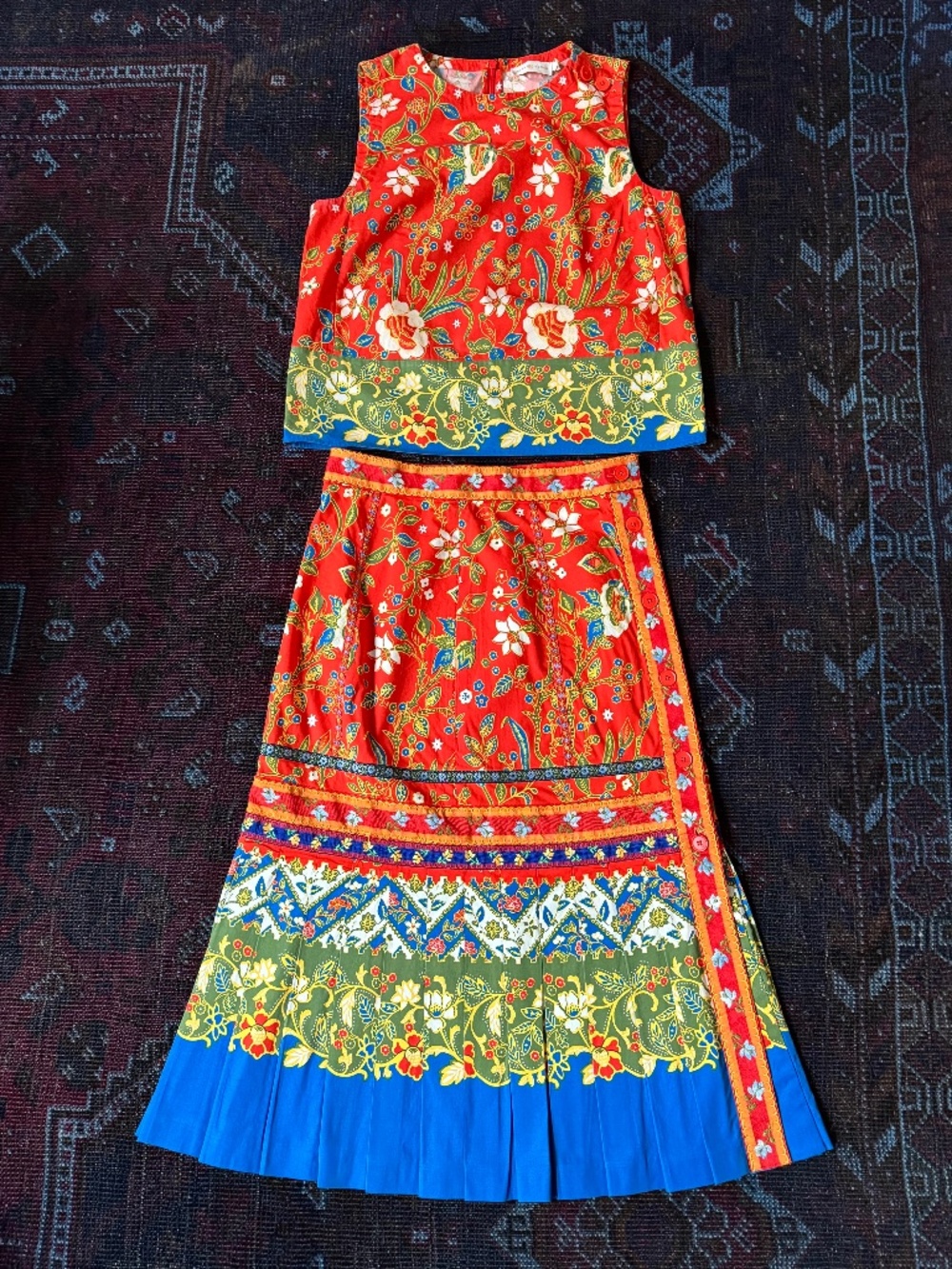 RARE Tory Burch “Dayton” 2-Piece Floral Set | Top + Midi Skirt | 4 | Samba Batik